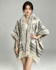 Faux Fur Trimmed Cape Coat
