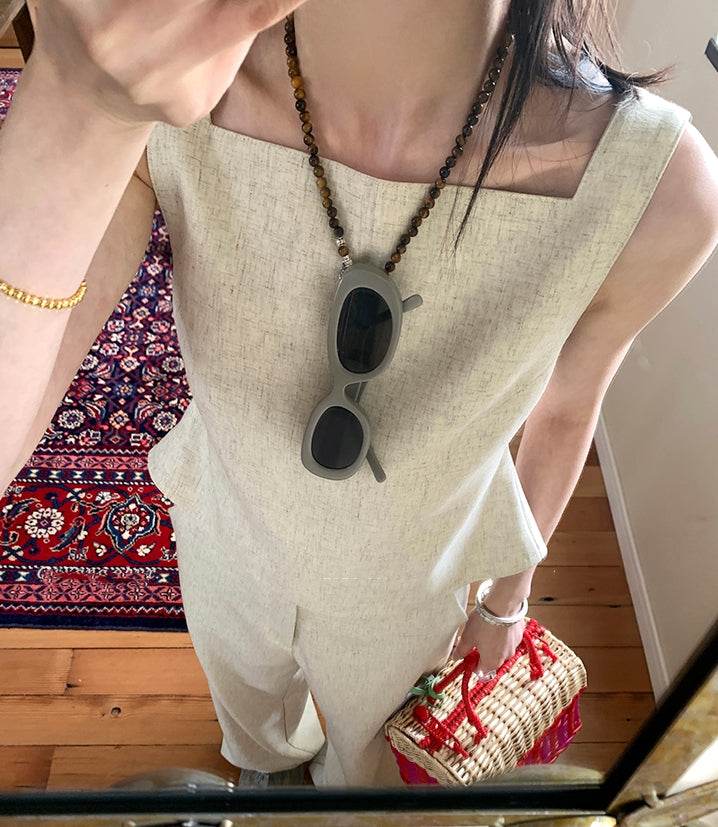 Vintage-Inspired Tie-Back Vest &amp;amp; Pants Set