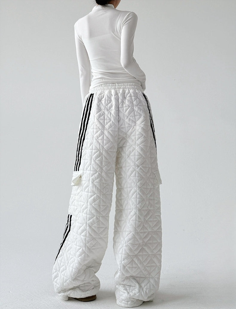 American-Style Quilted Diamond Pattern Blade-Cut Pants