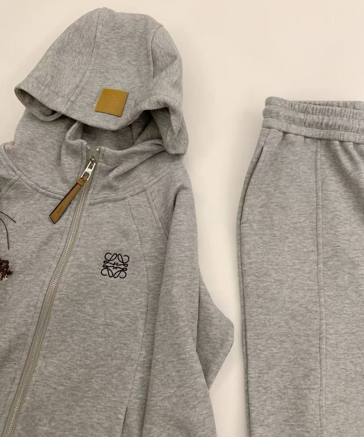 Fleece-Lined Thickened Hooded W Logo Zip Set