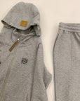 Fleece-Lined Thickened Hooded W Logo Zip Set