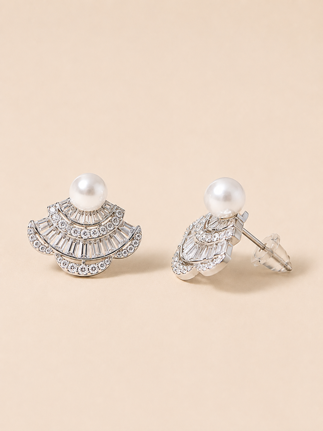 Vintage Pearl Fan Earrings