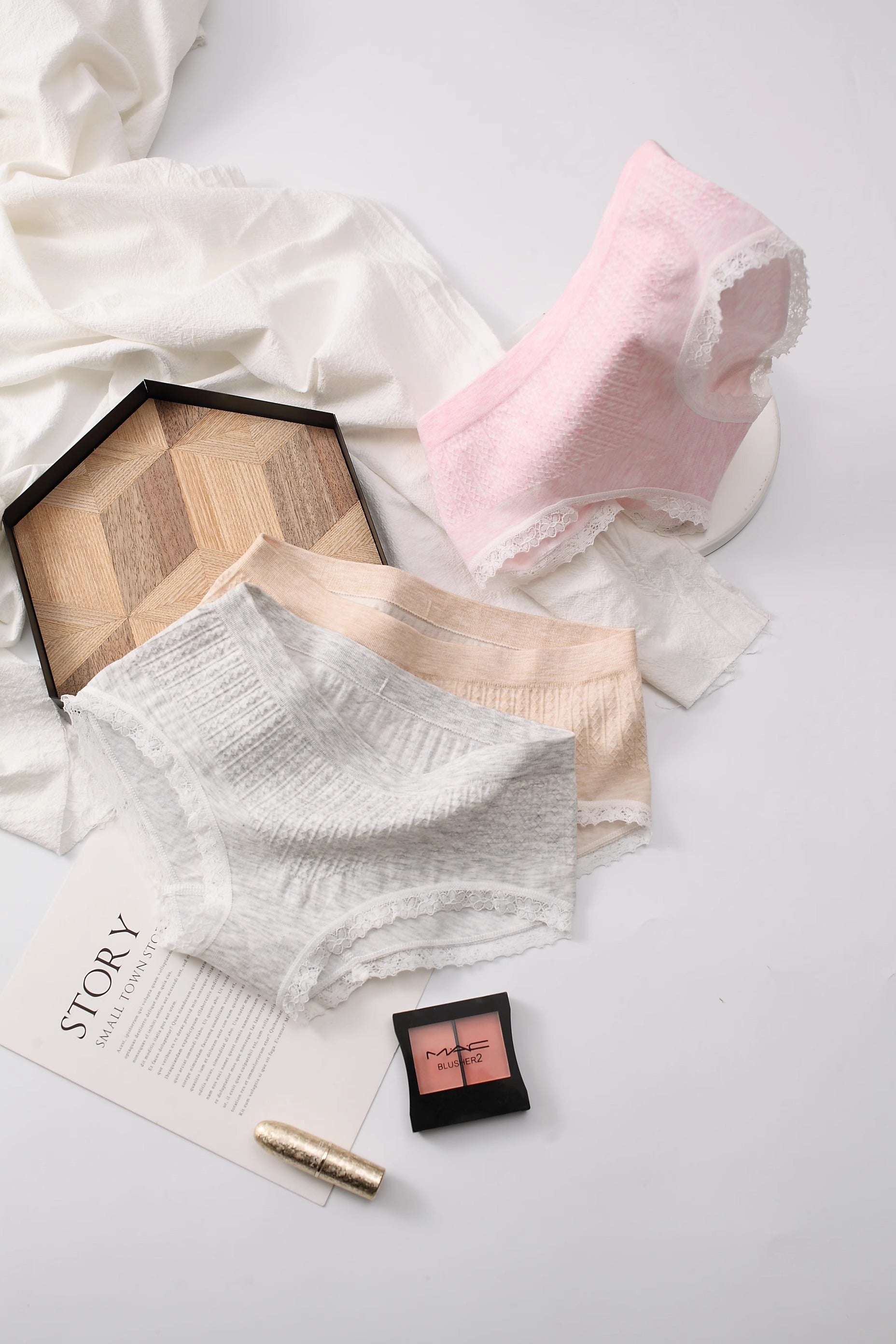 Seamless Xinjiang Colored Cotton Mid-Rise Panties（2 in 1 pack）