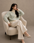 Letter Jacquard Wool Thick Jacket
