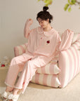 Plus-size cotton Peter collar pajama / lounewear set