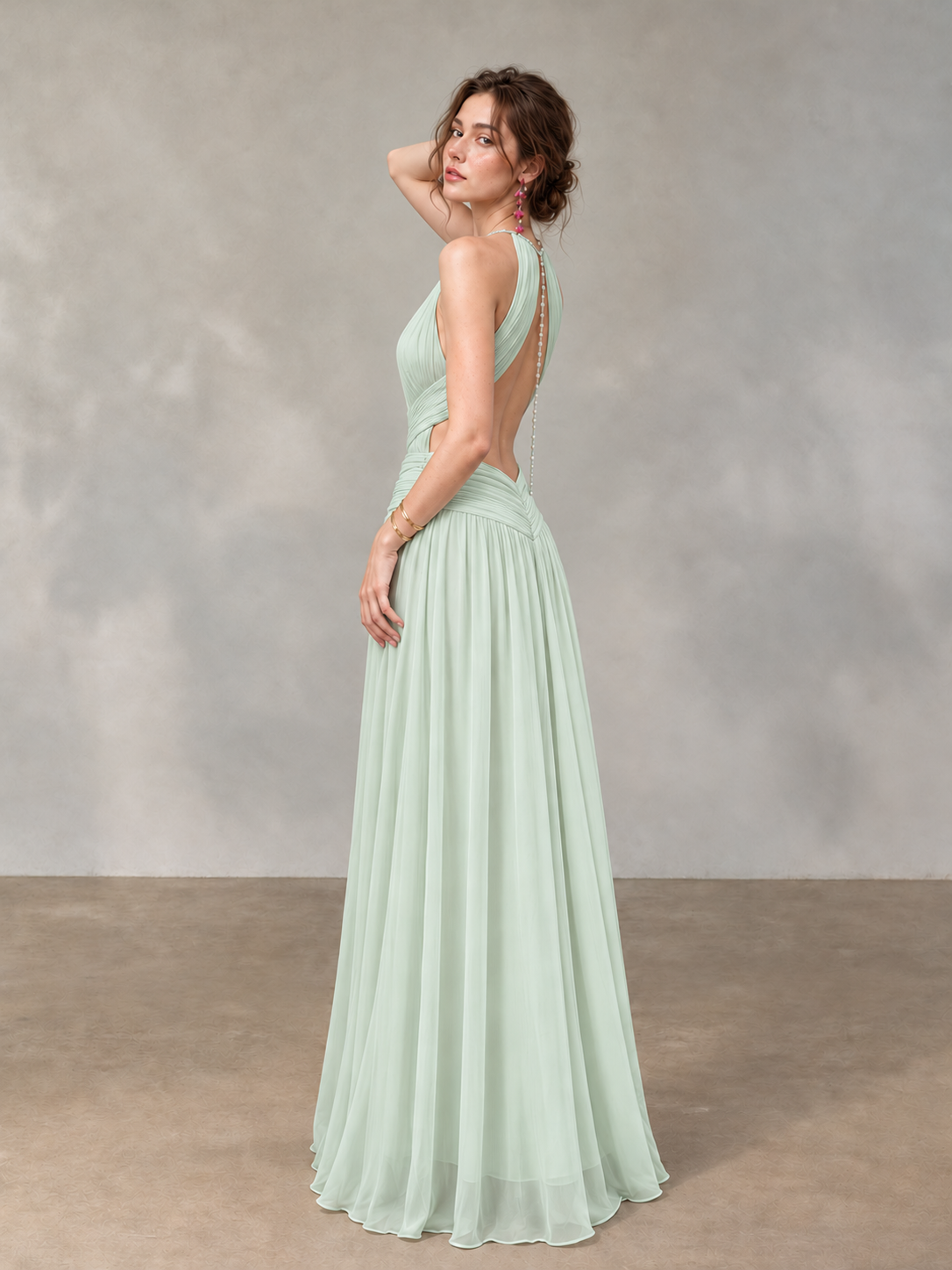 Moonlight Muse Halter Neck Backless Maxi Dress