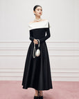 Hepburn-inspired high-waisted French A-line skirt
