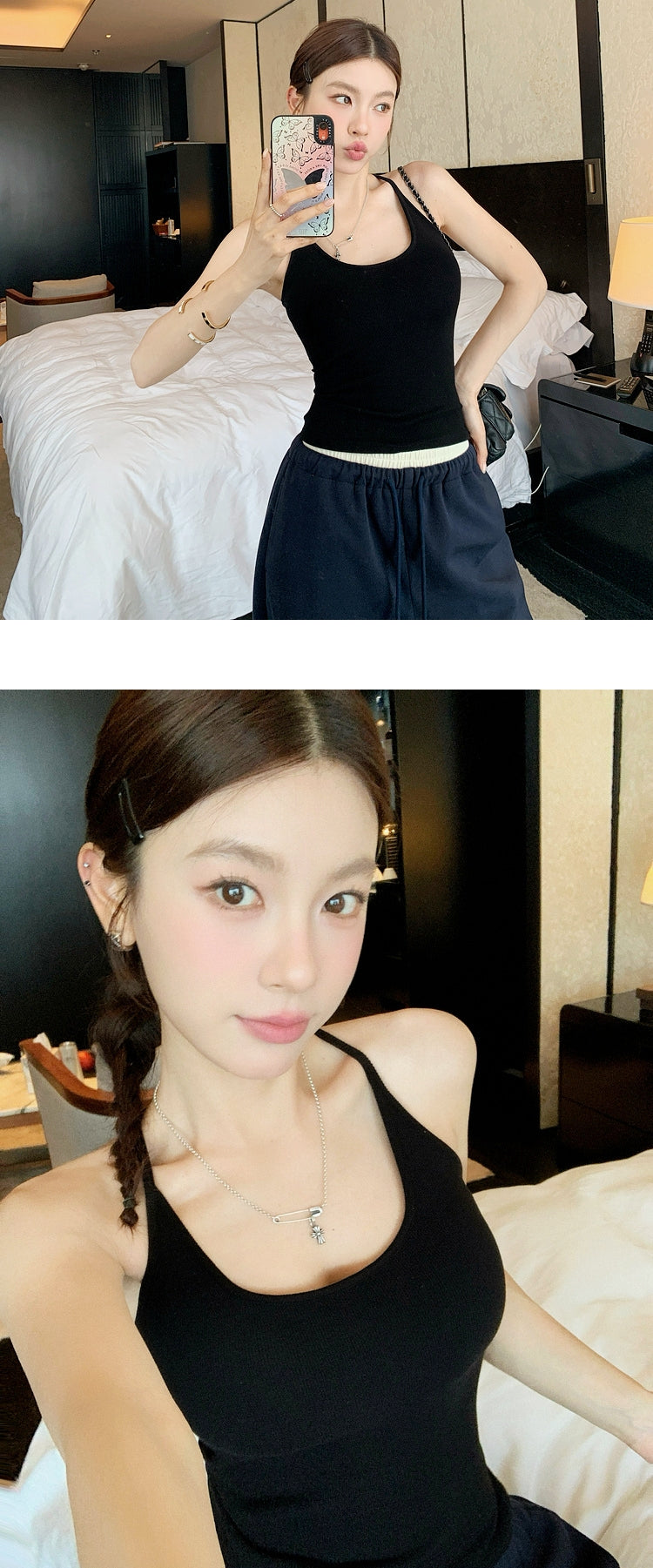 American-style racerback tank with built-in bra