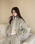 Stand Collar Wool Blend Padded Jacket