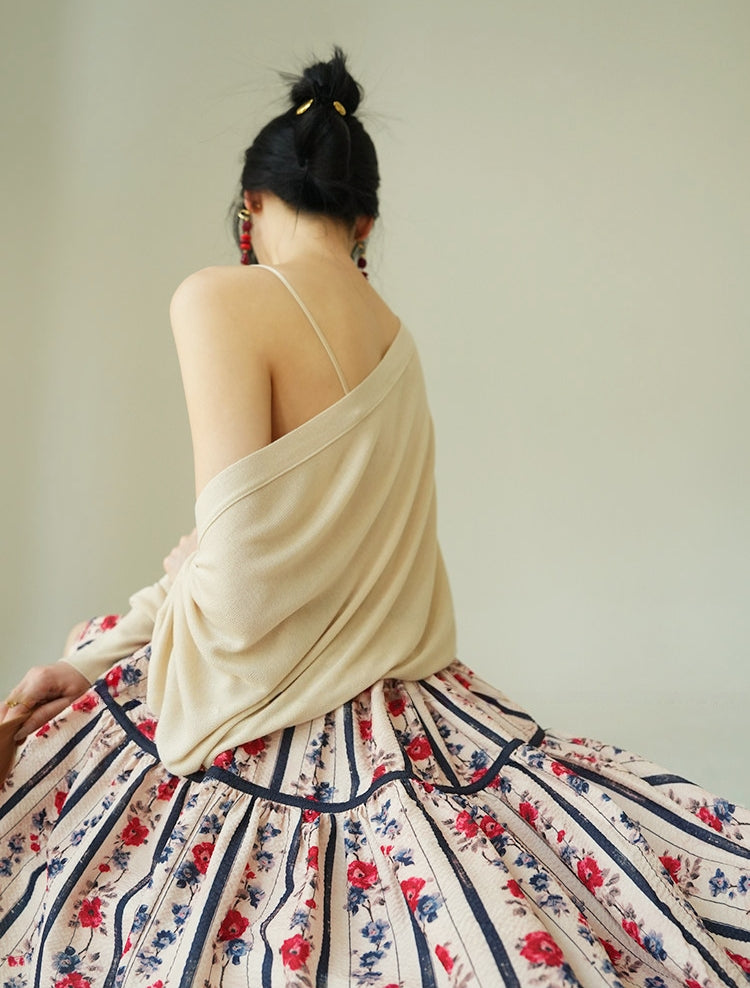 French vintage bubble cotton voluminous skirt