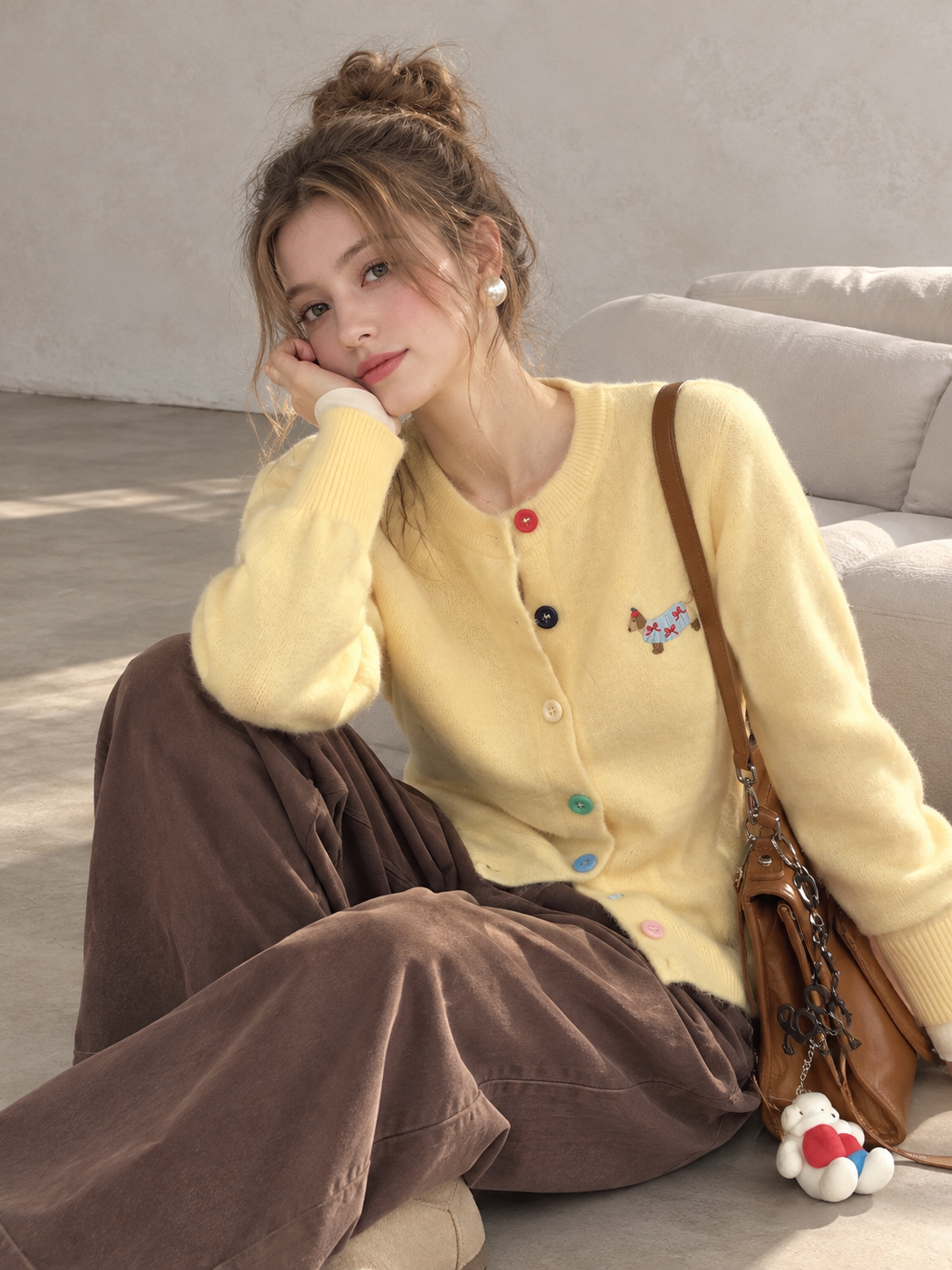 Dopamine Colour-Button Knit Cardigan