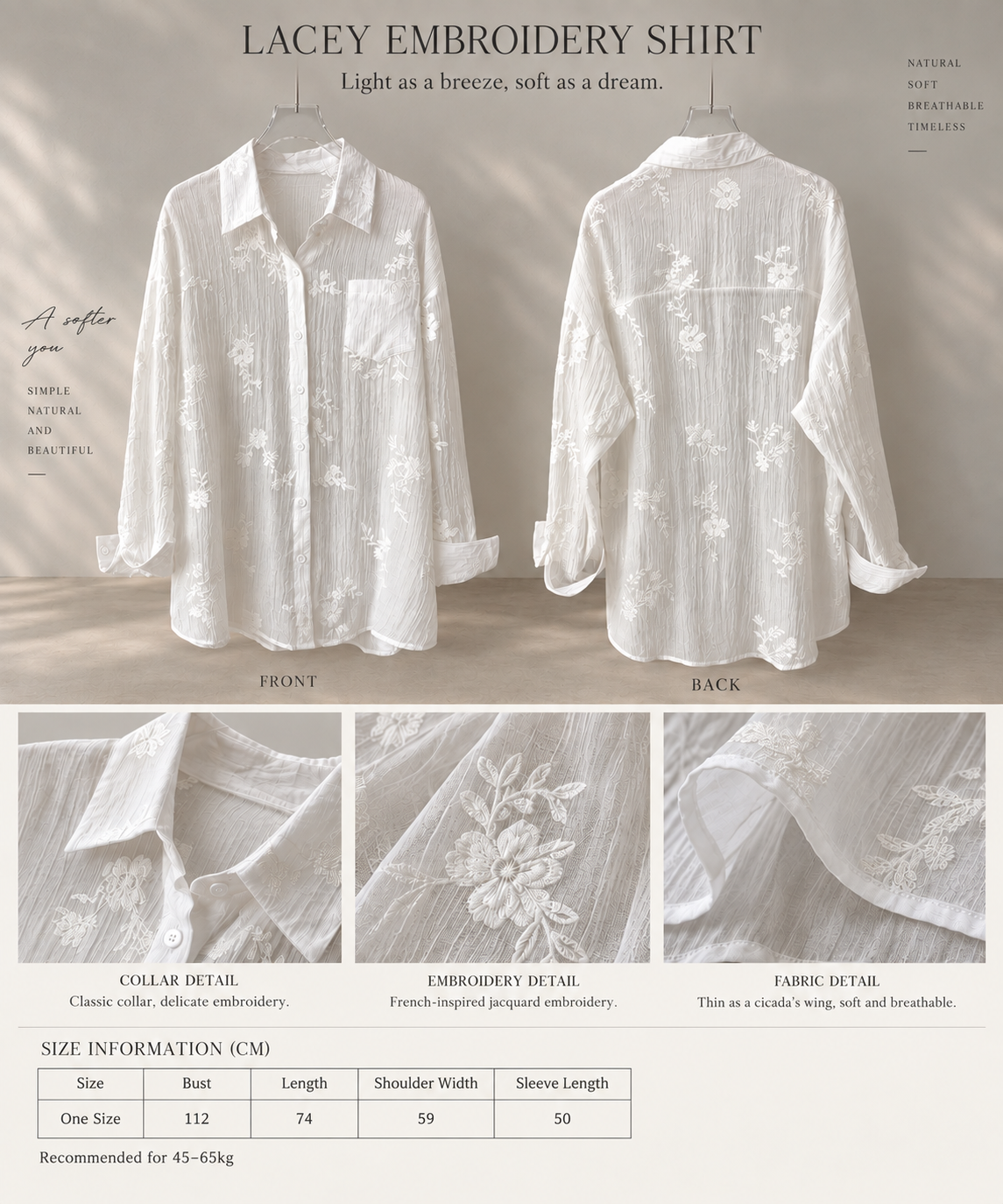 French‑style embroidered jacquard tencel shirt.
