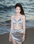 Luxury Rhinestone 4-Piece Swimsuit Set