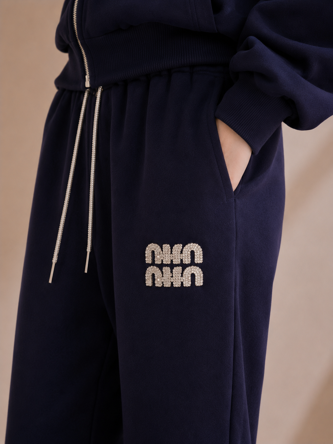 Rhinestone Logo Hooded Lounge Set
