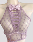 Pure Allure Halter Sheer Lace Lingerie (Panties Not Included)