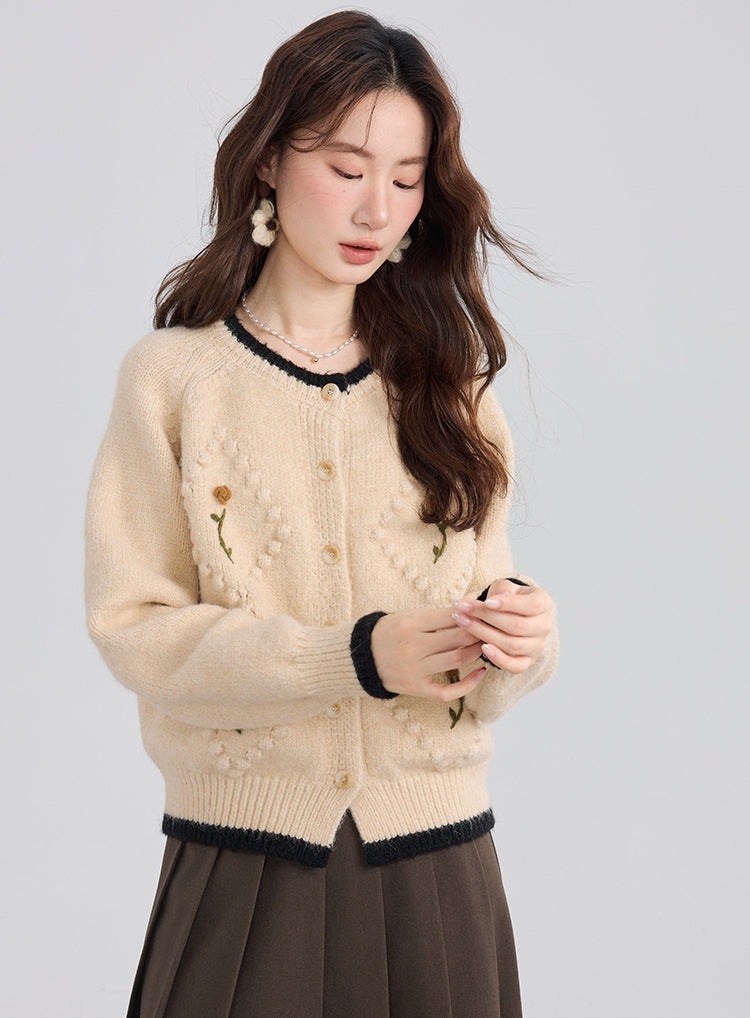 French Cottagecore Thick Knit Cardigan