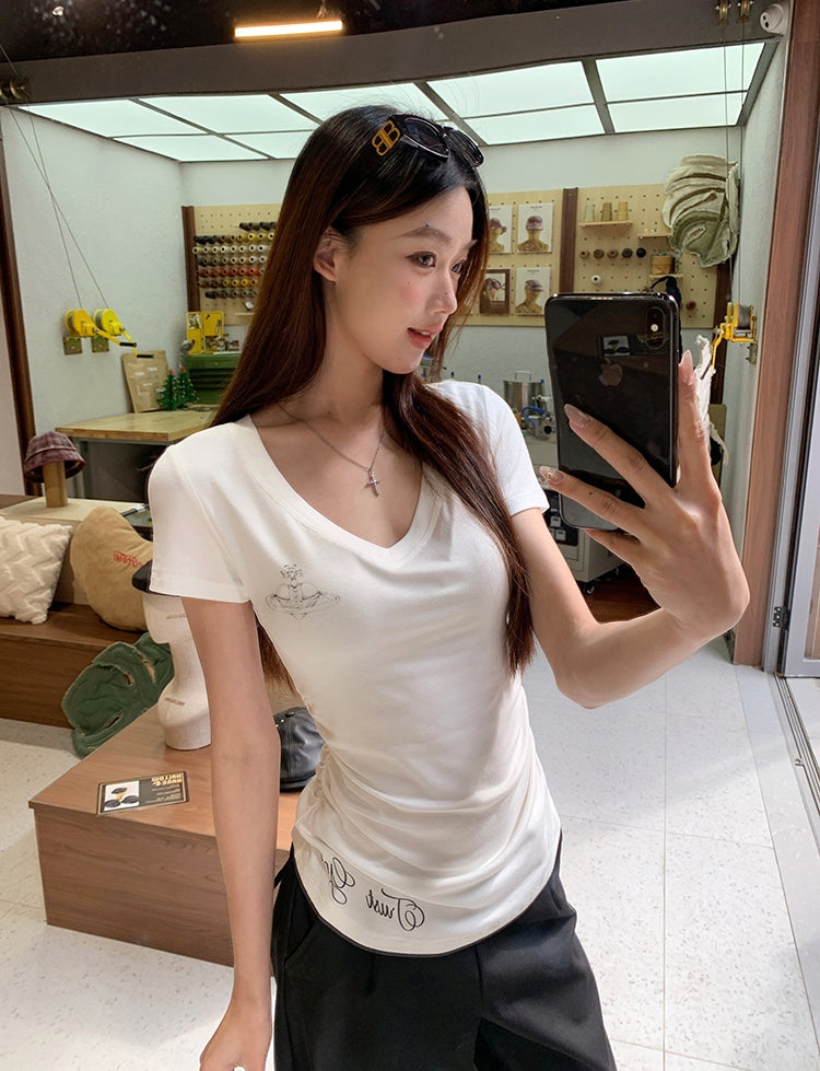 Minimalist V-Neck Fitted Top