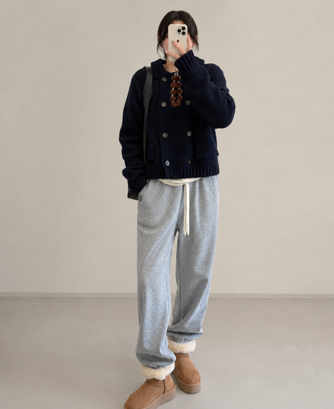 Korean Smile Patch Fleece Joggers