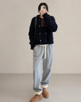 Korean Smile Patch Fleece Joggers