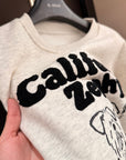 Korean-Style 380g Fleece-Lined Embroidered Sweatshirt