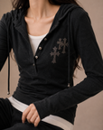 Rhinestone Cross Hoodie Lounge Set