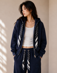 Ribbon Hoodie &amp; Wide-Leg Sweatpants Set