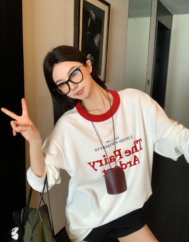 American INS-Style Round Neck Oversized Tee