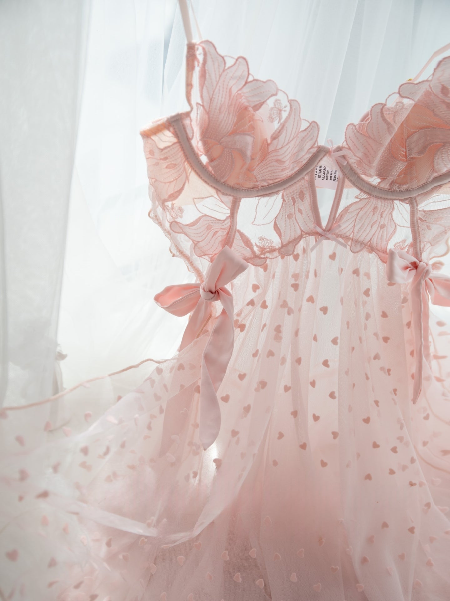 French Pure Desire Polka Dot Sexy Nightgown (2-Piece Set)