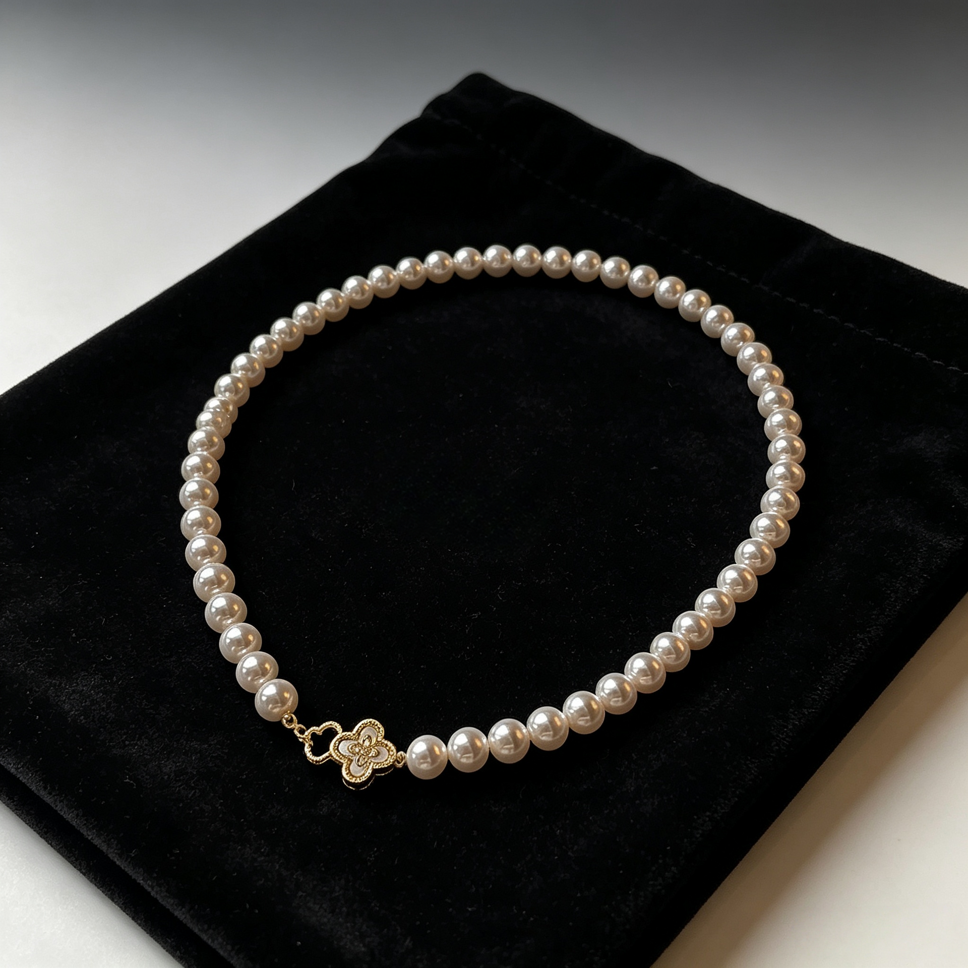 Korean-Inspired Floral Pearl Necklace