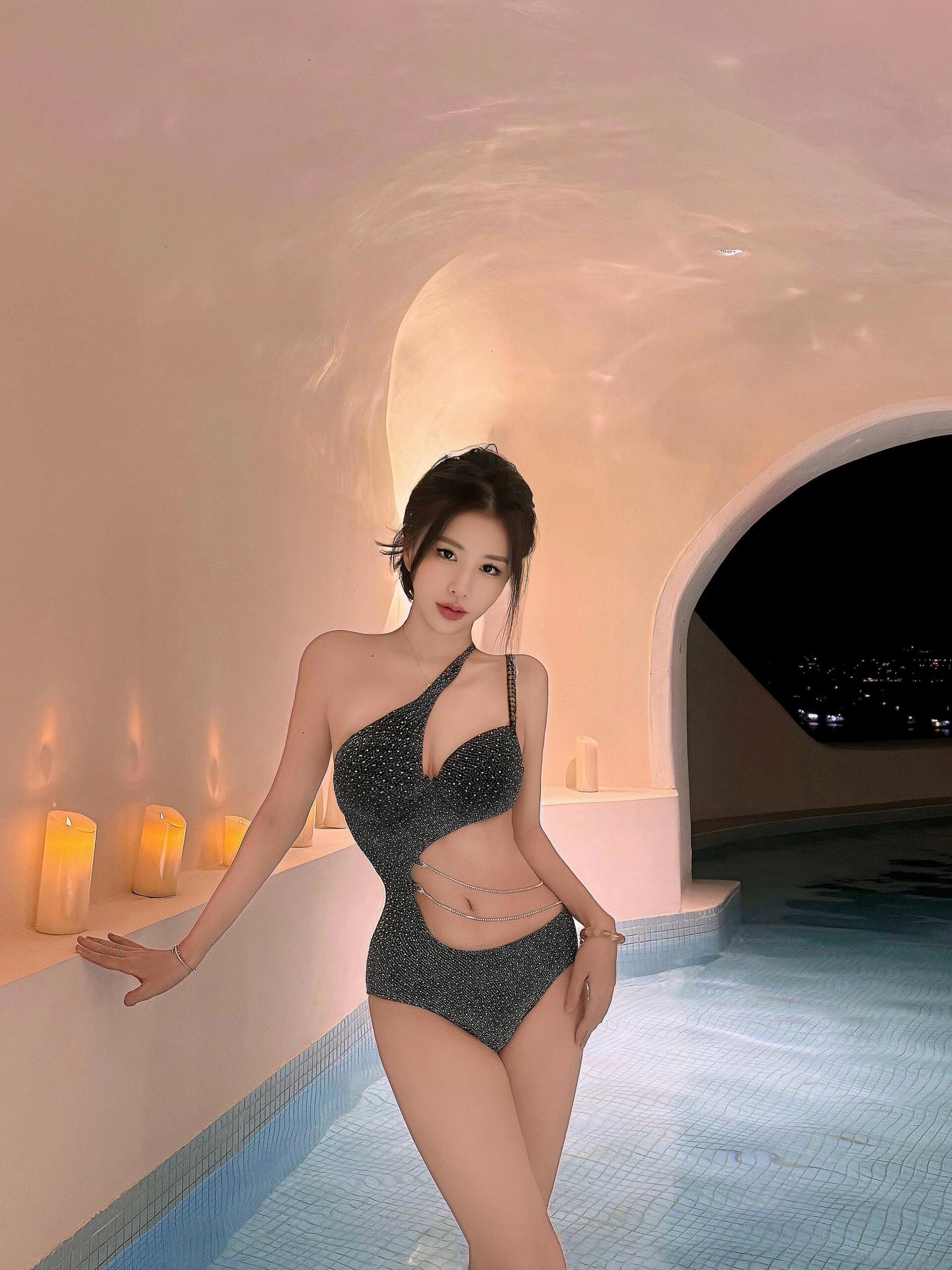 Starlit Sparkle Cut-Out One-Piece Swimsuit