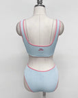Korean Baby Blue Contrast Bikini Set