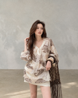 Relaxed Paisley V-Neck Top