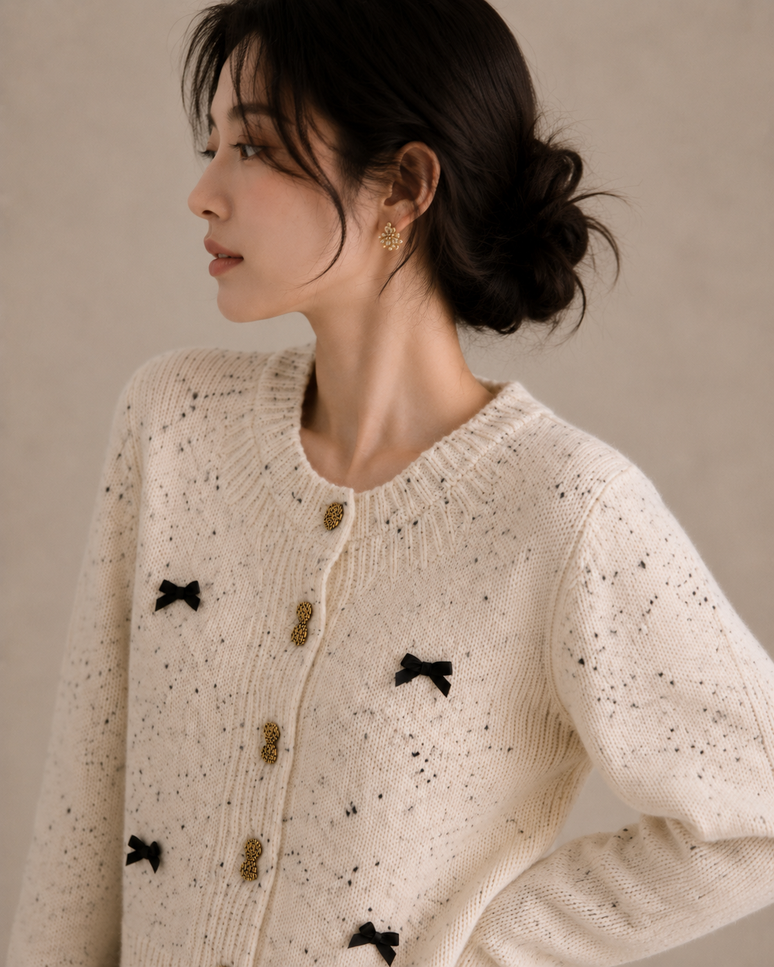 Autumn and Winter Oatmeal Knit Cardigan