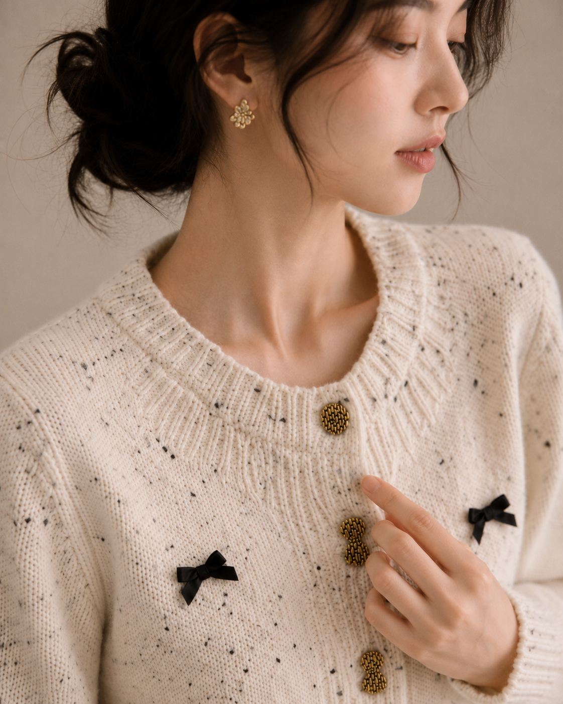 Autumn and Winter Oatmeal Knit Cardigan