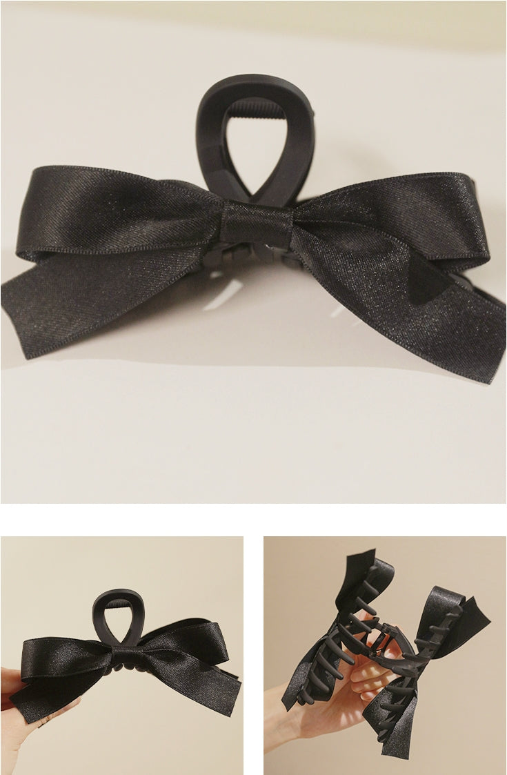 Elegant Matte Hepburn-Style Bow Shark Clip