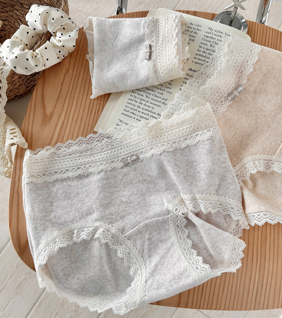 100% Cotton 10A Antibacterial Jacquard Mid-Waist Hipster Panties (3-Pack)