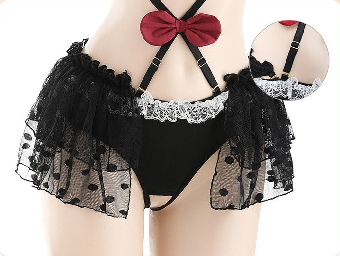 Multi-Piece Maid Lingerie Set (with Fishnet Stockings)