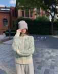 Letter Jacquard Wool Thick Jacket