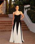Black and White Patchwork Maxi Slip Dress