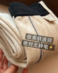 Acetate Wool-Protein Fleece Curved-Leg Pants