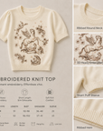 Heavy Embroidered Pegasus Knit Top