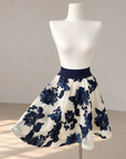 Korean-Style Vintage Blue &amp; White Embroidered Skirt and Knit Top Set