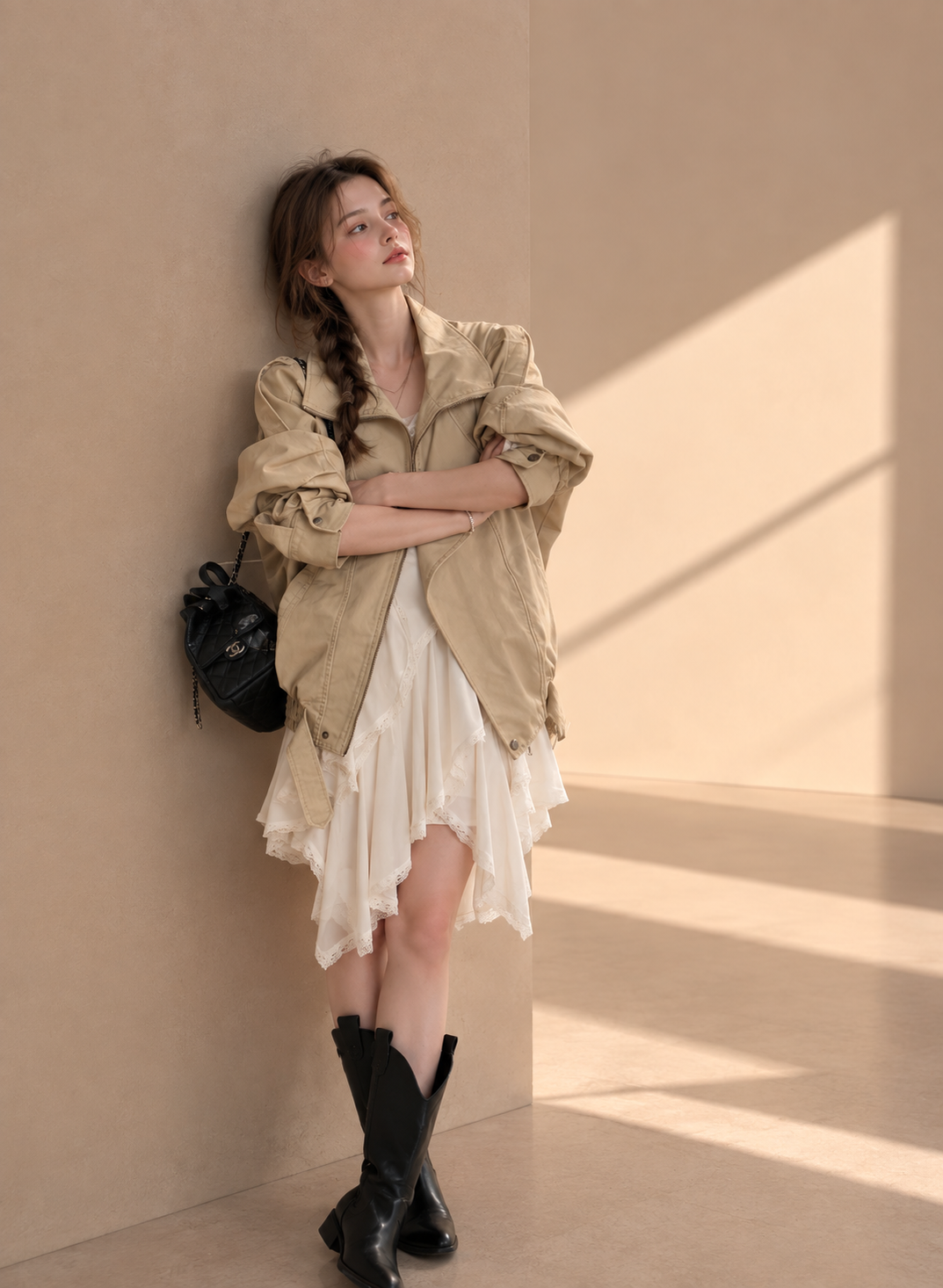 Lace-Trim V-Neck Cami Dress