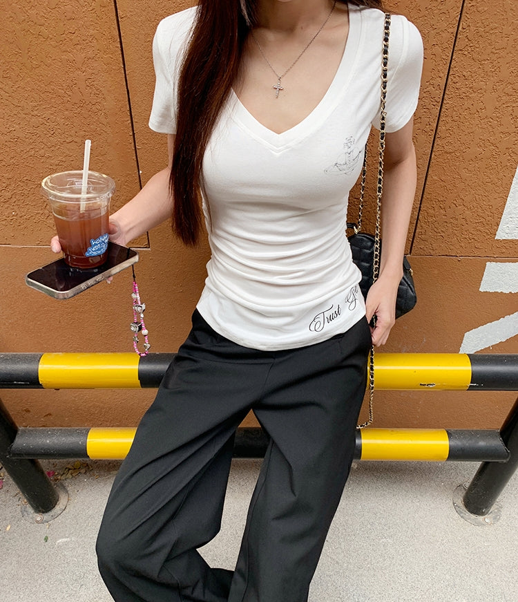 Minimalist V-Neck Fitted Top