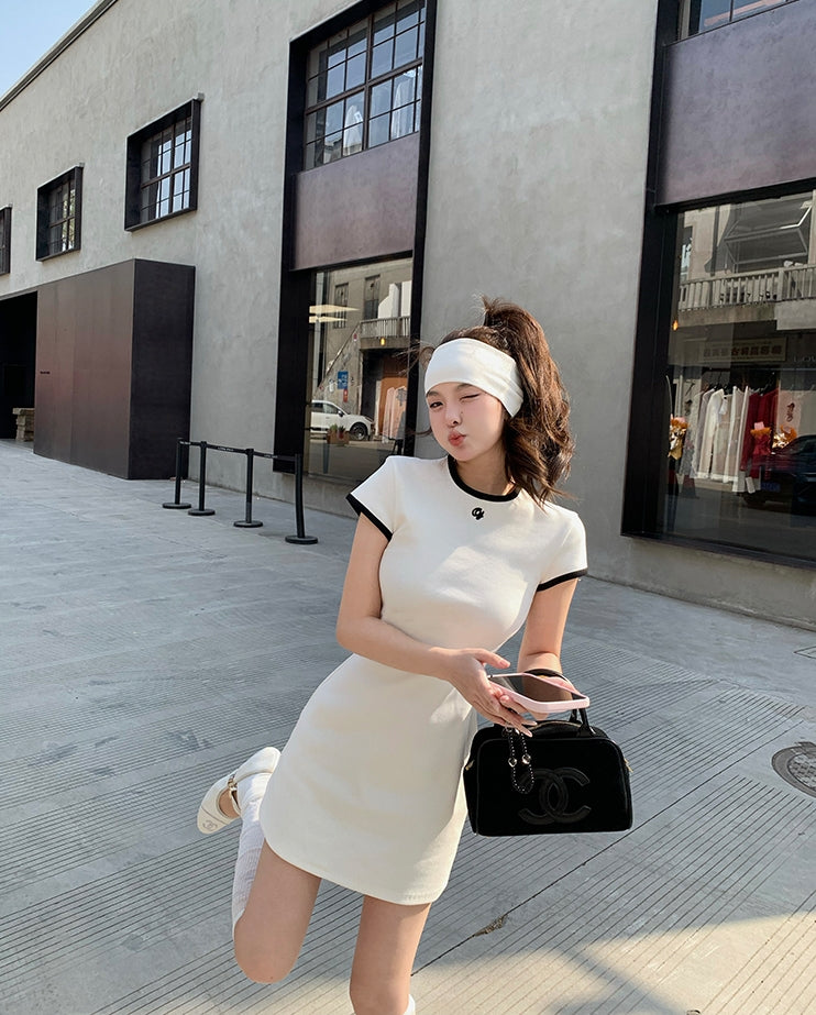 One-Piece Knitted Polo Dress