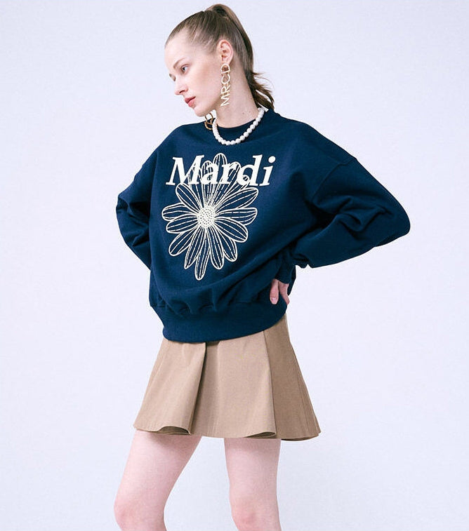 MARDI MERCREDI White Contrast Print Cotton Sweatshirt