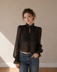 Korean Vintage Polka Dot Chiffon Blouse