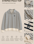 Cotton Korean-Style Striped Polo Top