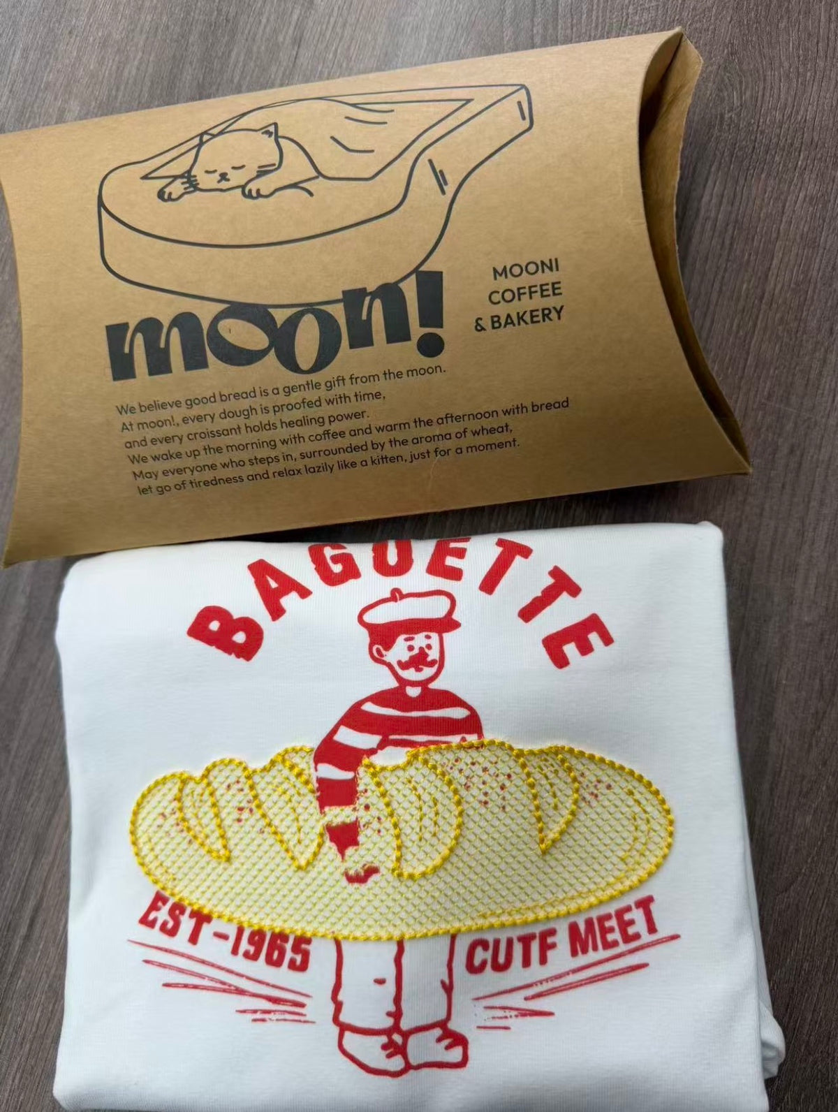 Korean-Style 3D Bread Embroidery Cotton Tee
