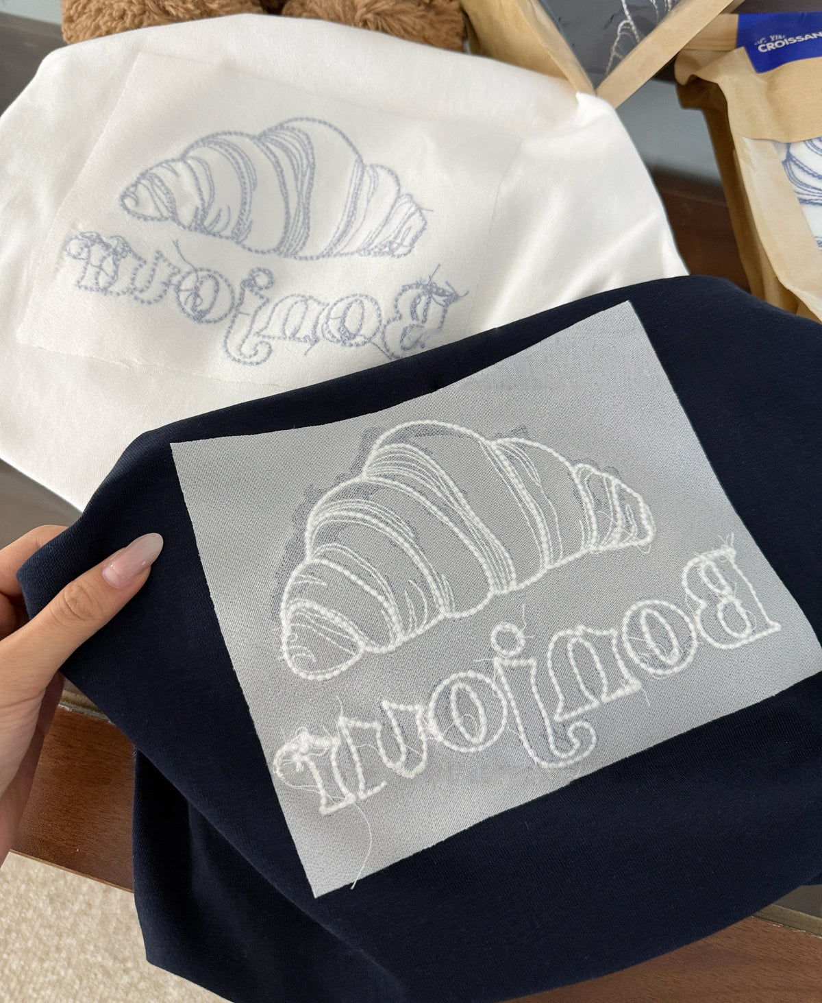 Korean-Inspired Croissant Embroidered Tee